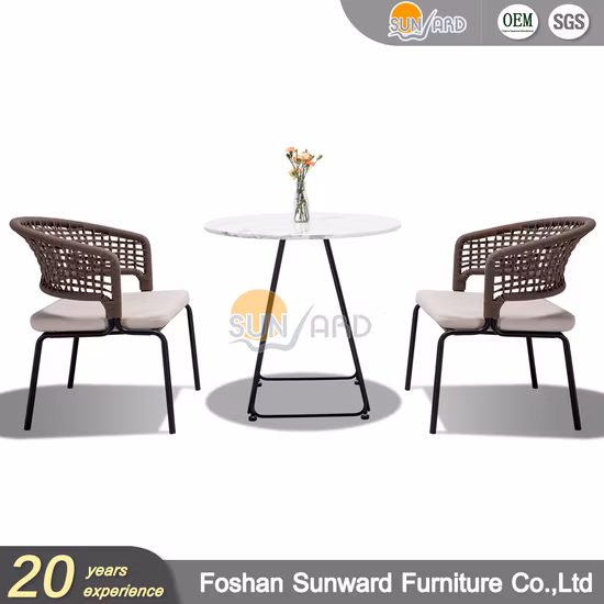 Set di mobili per sedie da pranzo per ristorante per interni ed esterni in corda di vimini in rattan moderno per la casa di vendita calda